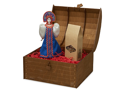 Подарочный набор: кукла фарфоровая, чай Малина с мятой (Синий)