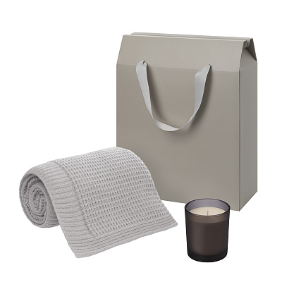 Подарочный набор Enigma. Malta Soft  (свеча, плед) (Серый)