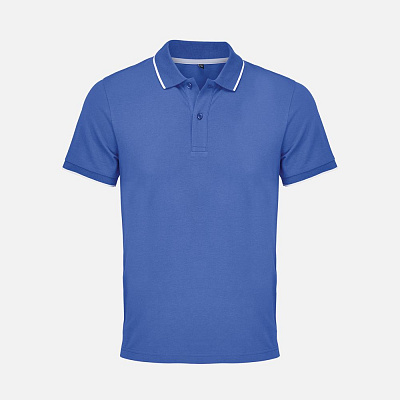 Рубашка поло унисекс Palermo, белая с темно-синим (Синий)