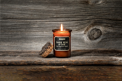 Ароматизированная свеча ZIPPO Dark Rum & Oak, воск/хлопок/кора древесины/стекло, 70x100 мм
