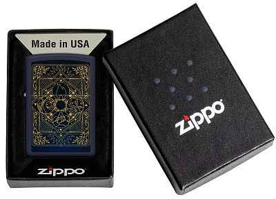 Зажигалка ZIPPO Elements Design с покрытием Navy Matte, латунь/сталь, синяя, матовая, 38x13x57 мм