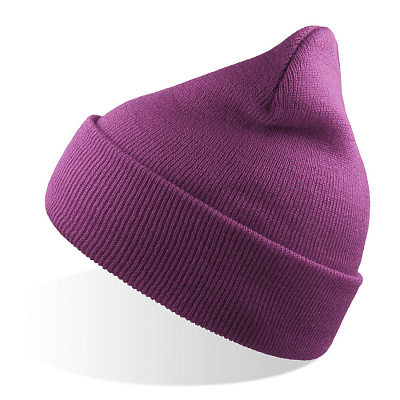 Шапка вязаная  двойная Wind-S , 100% переработанный полиэстер (Пурпурный)