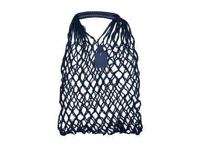 Авоська Dream из натурального хлопка с кожаными ручками, 15 л (Тёмно-синий)