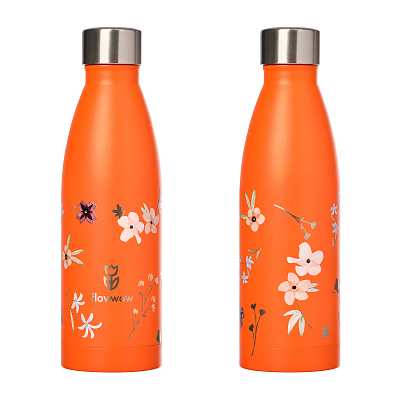 Термобутылка вакуумная герметичная Фреско (Fresco), оранжевая, зернистое покрытие