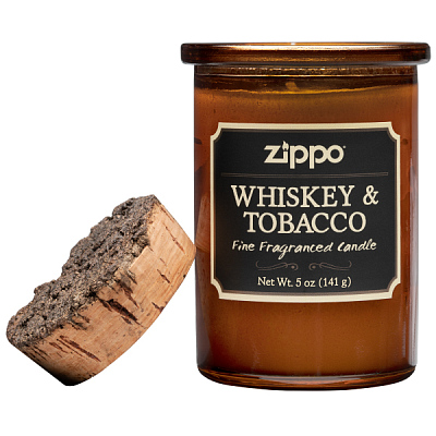 Ароматизированная свеча ZIPPO Whiskey & Tobacco, воск/хлопок/кора древесины/стекло, 70x100 мм