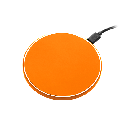 Беспроводное зарядное устройство с подсветкой 15W Auris, оранжевое (Оранжевый)