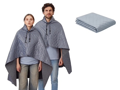 Плед-пончо 2-в-1 Cappy с капюшоном и мешком (Серый)