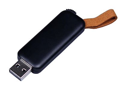 USB 2.0- флешка промо на 4 Гб прямоугольной формы, выдвижной механизм (Чёрный)
