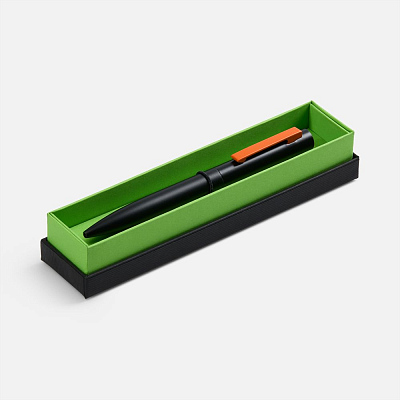 Ручка шариковая Inkolor в футляре, черная с оранжевым (Оранжевый)