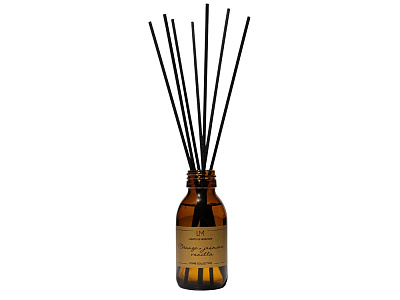 Ароматический диффузор с палочками, апельсин и жасмин, ваниль, 100 мл (Янтарный)