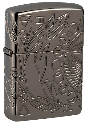 Зажигалка ZIPPO Armor® Wicca Design с покрытием Black Ice®, латунь/сталь, чёрная, 38x13x57 мм (Черный)