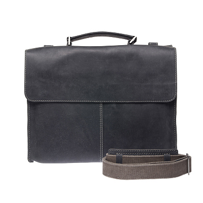 Портфель KLONDIKE Native, натуральная кожа в черном цвете, 40 х 11 х 31 см