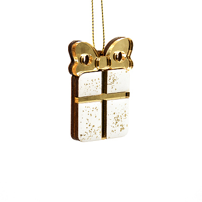 Ёлочная игрушка Подарочек (белый с золотым )