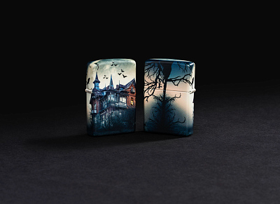 Зажигалка ZIPPO Horror House с покрытием 540 Matte, латунь/сталь, белая, 38x13x57 мм