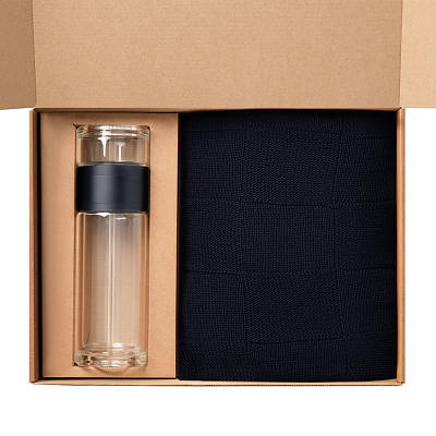 Подарочный набор Терсо (Terso), Селла (Cella), синий (плед, термобутылка)