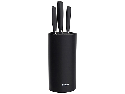 Набор из 3 кухонных ножей в универсальном блоке UNA (Черный, серебристый)