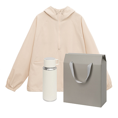 Премиум набор с одеждой RISSMAN (ветровка, термос) , XS/S (Бежевый)