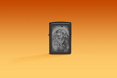 Зажигалка ZIPPO Clown с покрытием High Polish Black, латунь/сталь, черная, глянцевая, 38x13x57 мм