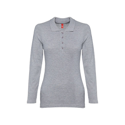 Рубашка-поло женская BERN WOMEN 210 с длинным рукавом (Серый меланж)