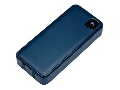 Внешний аккумулятор со встроенными кабелями Фрэйм Про, быстрая зарядка, 20000мач (Тёмно-синий)