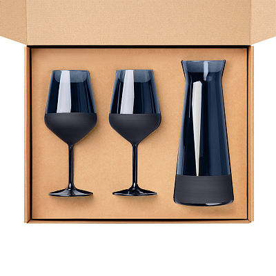 Подарочный набор декантер + 2 бокала, Сапфир (Sapphire) синий