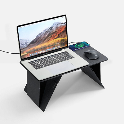 Складной стол для ноутбука с беспроводной зарядкой Kickstand Table  (Серый)