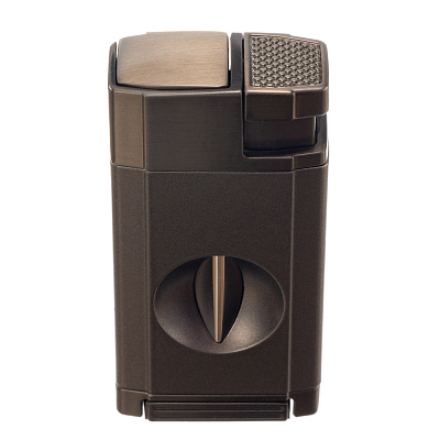 Зажигалка S.Quire газовая, турбо, с гильотиной для сигар, двойное пламя, графит