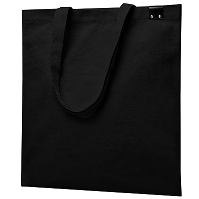 Сумка для покупок IVORY 325 г/м² с PU нашивкой, чёрный/чёрный (Черный.)