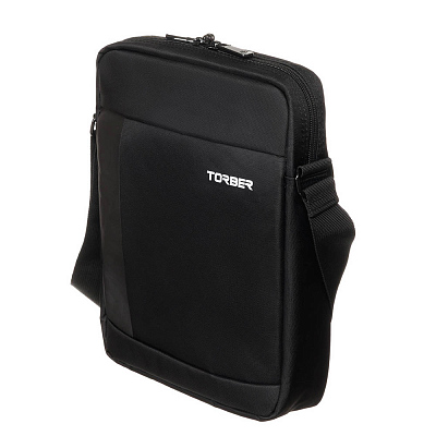 Сумка кросс-боди TORBER, черный, нейлон, 28х22х6 см
