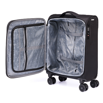 Чемодан TORBER Seyd, чёрный, нейлон 600D, 36,5 х 19 х 54 см, 32 л