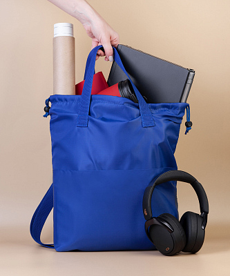 Сумка-рюкзак "Carry", серый с бирюзовым  (Синий)