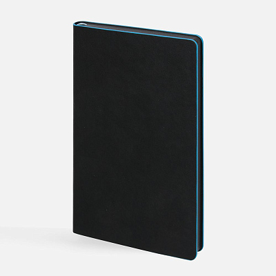 Ежедневник Trait, недатированный, черный с голубым (Голубой)