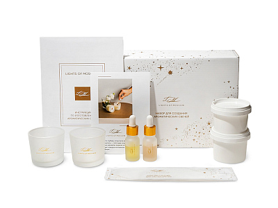 Набор для создания 2-х ароматических свечей: имбирный пряник, рождественская елка (Белый)