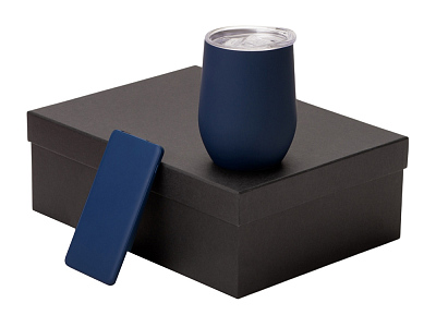 Подарочный набор COLOR IT с термокружкой и повербанком (Тёмно-синий)