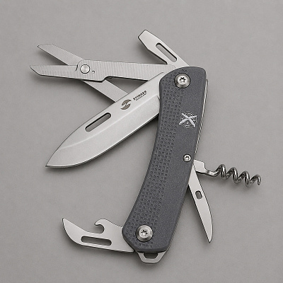 Нож перочинный, 103 мм, 10 функций (Серый)