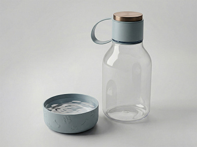 Бутылка для воды 2-в-1 Dog Bowl Bottle со съемной миской для питомцев, 1500 мл (Голубой)