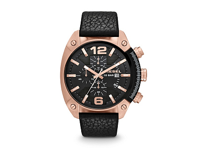 Часы наручные, мужские (Корпус- розовое золото, циферблат- черный, крепление- черный)