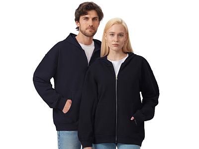 Толстовка оверсайз с капюшоном на молнии Monaco (Тёмно-синий)