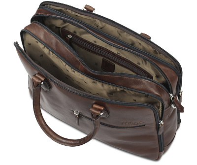 Сумка Mano "Don Valentino", натуральная кожа в коричневом цвете, 41,5 х 31 х 10 см