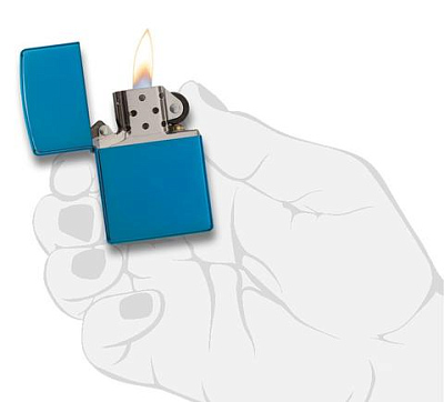 Зажигалка ZIPPO Classic с покрытием Sapphire™, латунь/сталь, синяя, глянцевая, 38x13x57 мм