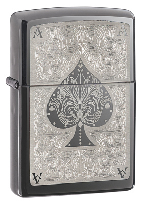 Зажигалка ZIPPO Classic с покрытием Black Ice ®, латунь/сталь, чёрная, глянцевая, 38x13x57 мм (Черный)
