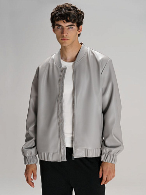 Бомбер из искусственной кожи Univer  (Серый)
