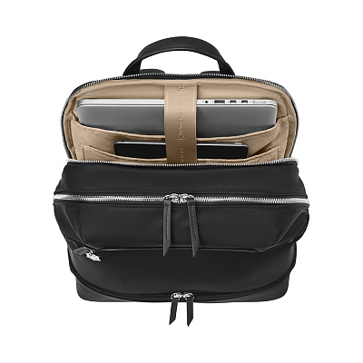 Рюкзак VICTORINOX Victoria Signature Deluxe Backpack, черный, нейлон/кожа, 32x18x39 см