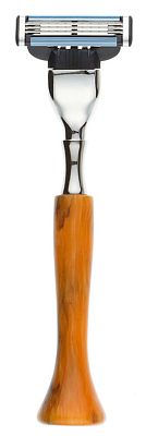 Бритвенный набор IL Ceppo: станок, помазок, подставка, желтый цвет, имитация мрамора