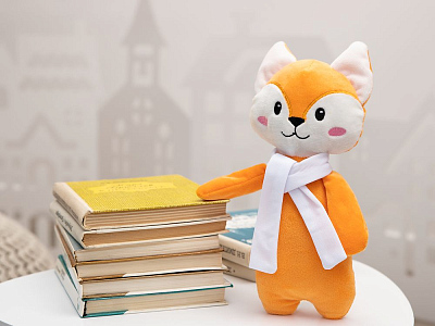 Мягкая игрушка Beastie Toys, лисенок с белым шарфом