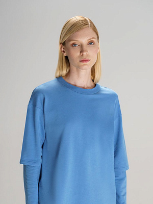 Футболка оверсайз с двойным рукавом Kosmos, синяя (Синий)