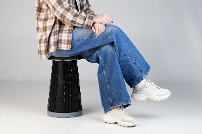 Телескопический стул "Tourist"  (Серый с черным)