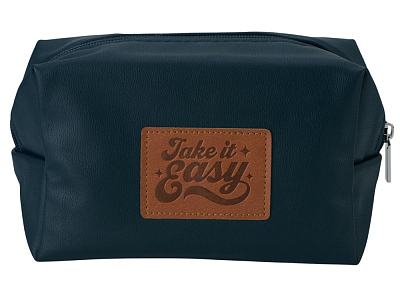 Косметичка из эко-кожи Enio с патчами (Тёмно-синий)