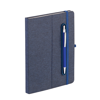 Блокнот "Magnet" с ручкой Ray на магните, с подставкой под смартфон, темно-синий (Тёмно-синий)