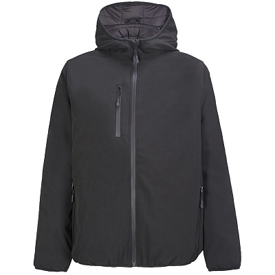 Куртка софтшелл с капюшоном мужская Falcon Men, черная (Чёрный)
